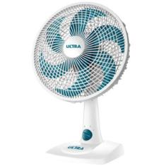 Ventilador De Mesa Ultra Mondial 30cm V-30-6P 3025-01, Branco e Azul, 