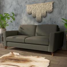 Sofá Sala de Estar Living 3 Lugares 220cm Presley Pés Madeira Linho Ci