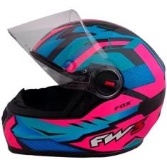 Capacete De Moto Fw3 Gtn Fox Rosa/azul Feminino Exclusivo, M -58CM, Ro