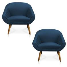 Kit 02 Poltronas Giovana Suede Pés Palito Castanho - DROSSI