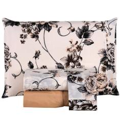 Jogo De Cama Lençol Matrix Queen Percal 4 Peças Tabaco 100% Poliéster