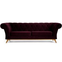 Sofá 3 Lugares Império 210 Cm Veludo Roxo Grape C-292