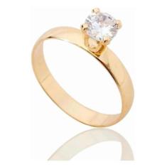 Anel Feminino Com Pedra Cravejada Banhado A Ouro 18K Luxo - Tojoia18K