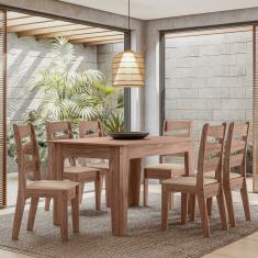 Conjunto Sala De Jantar1,35 Com 6 Cadeiras Amêndoa 51C