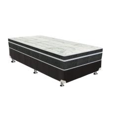 Cama Box Solteiro: Colchão Molas Orthoflex Bonnel Venezia + Base Crc Suede Black(88X188)