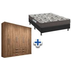 Cama Box Casal + Colchão D33 Ortobom + Guarda Roupa Master 8.6 Atacama