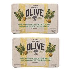 Korres Kit 2un Sabonete Barra Oliva e Bergamota 90g