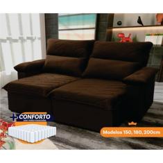 Sofá Retrátil Reclinável Paris 2.00m Suede Velut Marrom Molas Ensacadas - King House