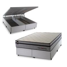 Conjunto Box Baú Preston Cinza 193x203x78 c/ Molas Ensacadas - King Ho