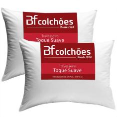 Kit 2 Travesseiros 50x70cm Antialérgico Lavável Fibra Siliconada Macio