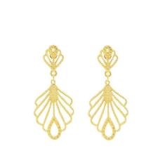 Brinco Com Detalhes Vazados Lindo Folheado A Ouro18K