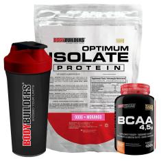 Kit Optimum Isolate Whey Protein 900g  +  Bcaa 100g +  Coqueteleira - Bodybuilders-Unissex