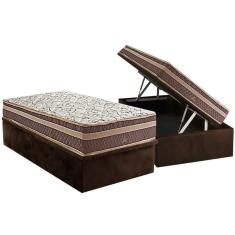 Conjunto Box Baú Solteiro: Colchão Molas Herval Bonnel Assis + Base Crc Suede Brown (88x188)
