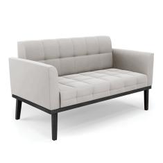 Sofá Namoradeira 2 Lugares Base de Madeira Preto Elisa Veludo Cinza D03 - D'Rossi