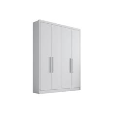 Guarda Roupa Casal Moderni Plus 4 Portas de Bater 3 Gavetas MDF Branco Móveis Novo Horizonte