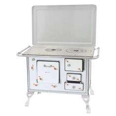Fogão a Lenha Tradicional Número 01 4 Bocas Venâncio 1ETFBR com Tampa Chapa Ferro Fundido Branco Florido