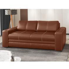 Sofá 2 Lugares 150cm Couro Legítimo Dakota Scala Decor Conhaque