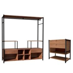 Guarda Roupa Closet + Comoda Com 2 Gavetas Preto