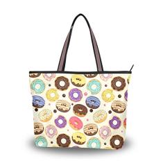 Bolsa de ombro feminina My Daily com desenho colorido de donuts, Multi, Medium