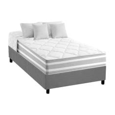 Cama Box Solteiro: Colchão Molas Anjos Superlastic Duo Sono + Base CRC Suede Gray(88x188)
