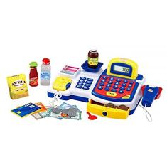 Caixa Registradora com Luz Som e Acessórios 24 Peças Azul, DM Toys