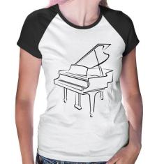 Baby Look Raglan Piano - Foca na Moda, Branco, Preto, G