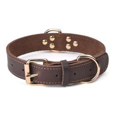 Coleira de cachorro DAIHAQIKO Leather Heavy Duty para cães grandes - Brow