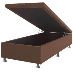 Base Box Baú Solteirão Corino 40x108x188 Framar Cor Marrom