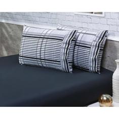 Jogo Lençol Solteiro 2 Peças 1,88X0,88X26Cm 180 Fios Preto