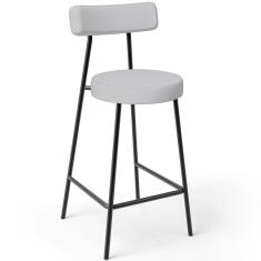 Banqueta Baixa Para Cozinha Sala De Jantar Bar Bancada Milão L02 Linho Cinza - Lyam Decor