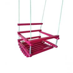 Balanço Gangorra Infantil Madeira 35x35 Rosa Suporta 80kg.