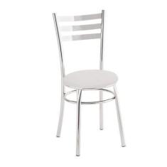 Cadeira para Cozinha Assento Estofado 404 Branco/Cromado - Unimóvel