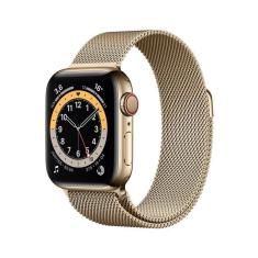 Apple Watch Series 6 Cellular + GPS, 40 mm, Aço Inoxidável Dourado, Pulseira estilo Milanês Dourado