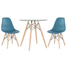 Kit - Mesa De Vidro Eames 70 Cm + 2 Cadeiras Eiffel Dsw - Loft7