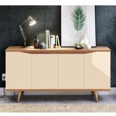 Buffet 160cm 4 Portas Pés em Madeira Maciça Grace Versátile - Casa D