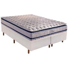 Cama Box Queen: Colchão Molas MasterPocket Ensacadas Paropas Blue + Base crc Rústico White(158x198)