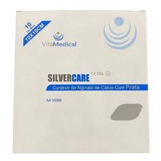 Alginato de cálcio com prata 10x10cm caixa com 10 unidades VitaMedical