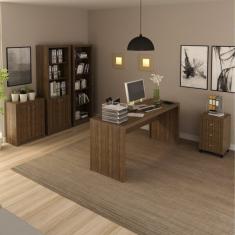 Kit 5 Peças Com Mesa Para Escritório, Armário Baixo, Armário