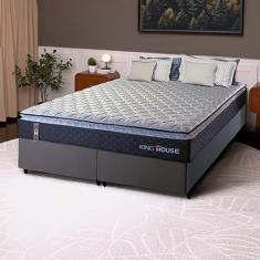 Conjunto Cama Box Queen Dakota Preto 158x198x57 Espuma D33