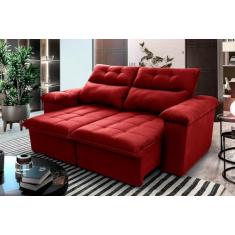 Sofá Retrátil Reclinável Verona 1.80m Suede Velut Vermelho Molas no Assento - King House
