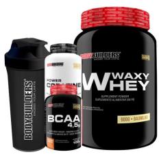 KIT Waxy Whey 900g + Power Creatina 100g + BCAA 100g + Coqueteleira - 