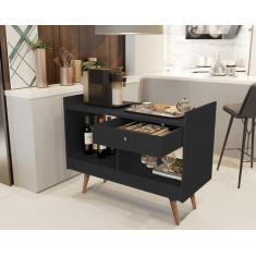 Aparador Estilo Buffet 2 Ambientes Retrô Duda cor Preto - Comprar Move