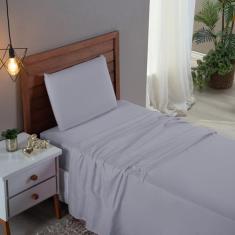Kit Roupa Cama Solteiro 100% Algodão 3 Peças Percal 300 Fios Hotel Pou