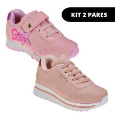 Kit 2 Sapato Tênis Infantil Feminino de Menina Escolar-Feminino