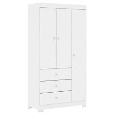 Guarda Roupa Infantil Duda 3 Portas Branco Brilho - Phoenix Baby