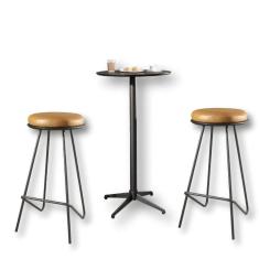 Conjunto Mesa Bistrô Elegance Com 2 Banquetas Canastra Metal Preto