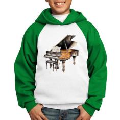Moletom Infantil Piano Arte - Foca na Moda, Branco, Verde, 10