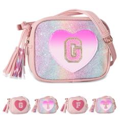 Bolsa infantil personalizada para meninas de 2 a 10 anos, linda bolsa infantil e carteira infantil, Arco-íris, G