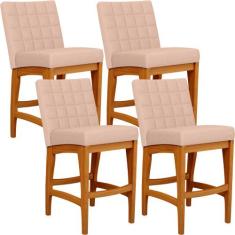 Kit 04 Banquetas Baixa Para Cozinha Bancada Bar Sala Jantar Fixa Mila 
