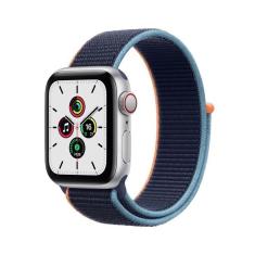 Apple Watch SE Cellular + GPS, 44 mm, Alumínio Prata, Pulseira Loop Marinha Profunda - MYEW2BE/A